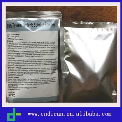 Poultry Antibiotics for Duck Drug Chemical Names 50% Tylosin Tartrate Powder